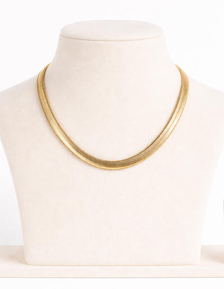18 carat gold polish flat snake chain anti tranish anti allergic for girls