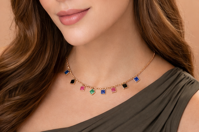 18kt Gold Polish Fancy Necklace for Girls Anti-Tarnish & Anti-Allergic (Design 2)