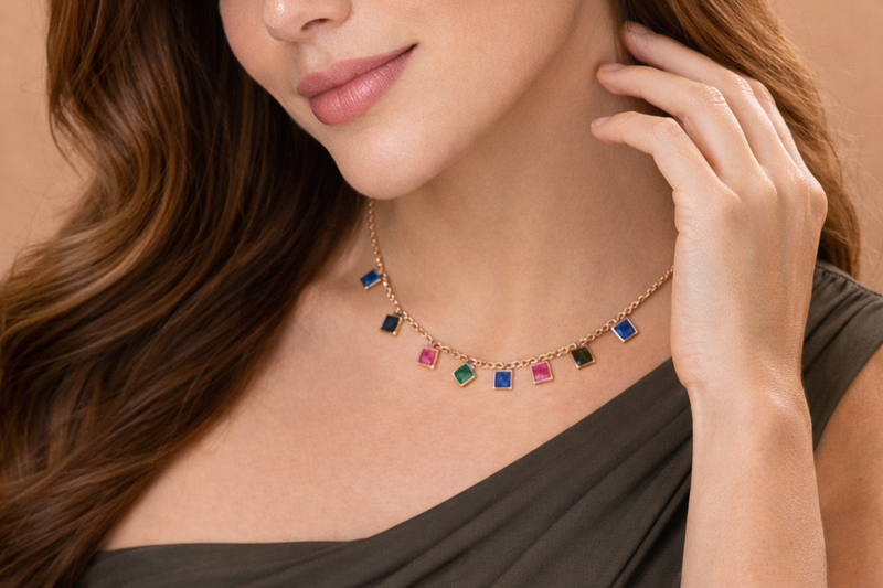18kt Gold Polish Fancy Necklace for Girls Anti-Tarnish & Anti-Allergic (Design 2)