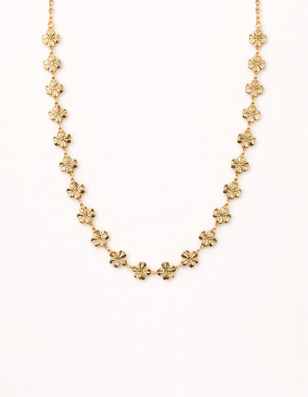 18 carat gold polish necklace with flower anti tranish anti allergic for girls