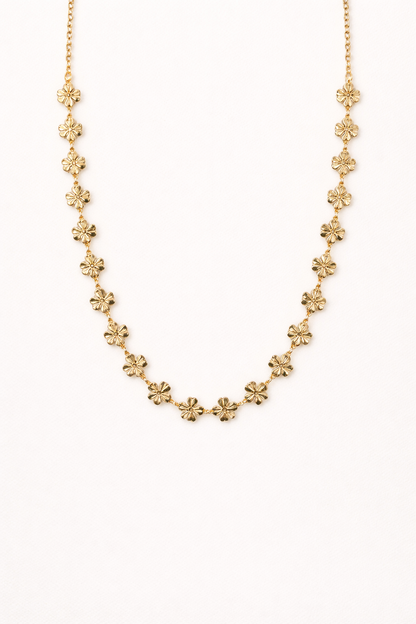 18 carat gold polish necklace with flower anti tranish anti allergic for girls