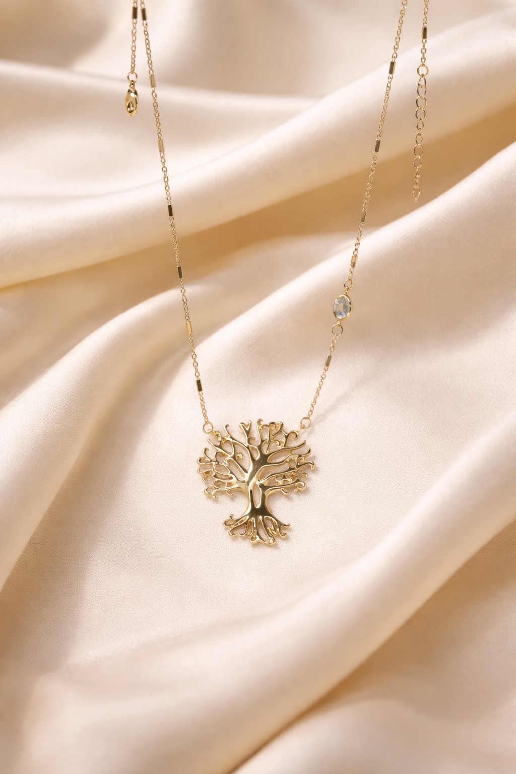 18kt Gold Polish Necklace with Tree Pendant Anti-Tarnish & Anti-Allergic for Girls