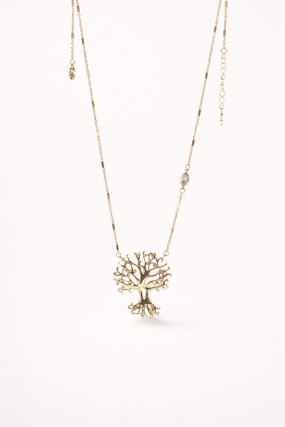 18 carat gold polish necklace with tree pendant anti tranish anti allergic for girls
