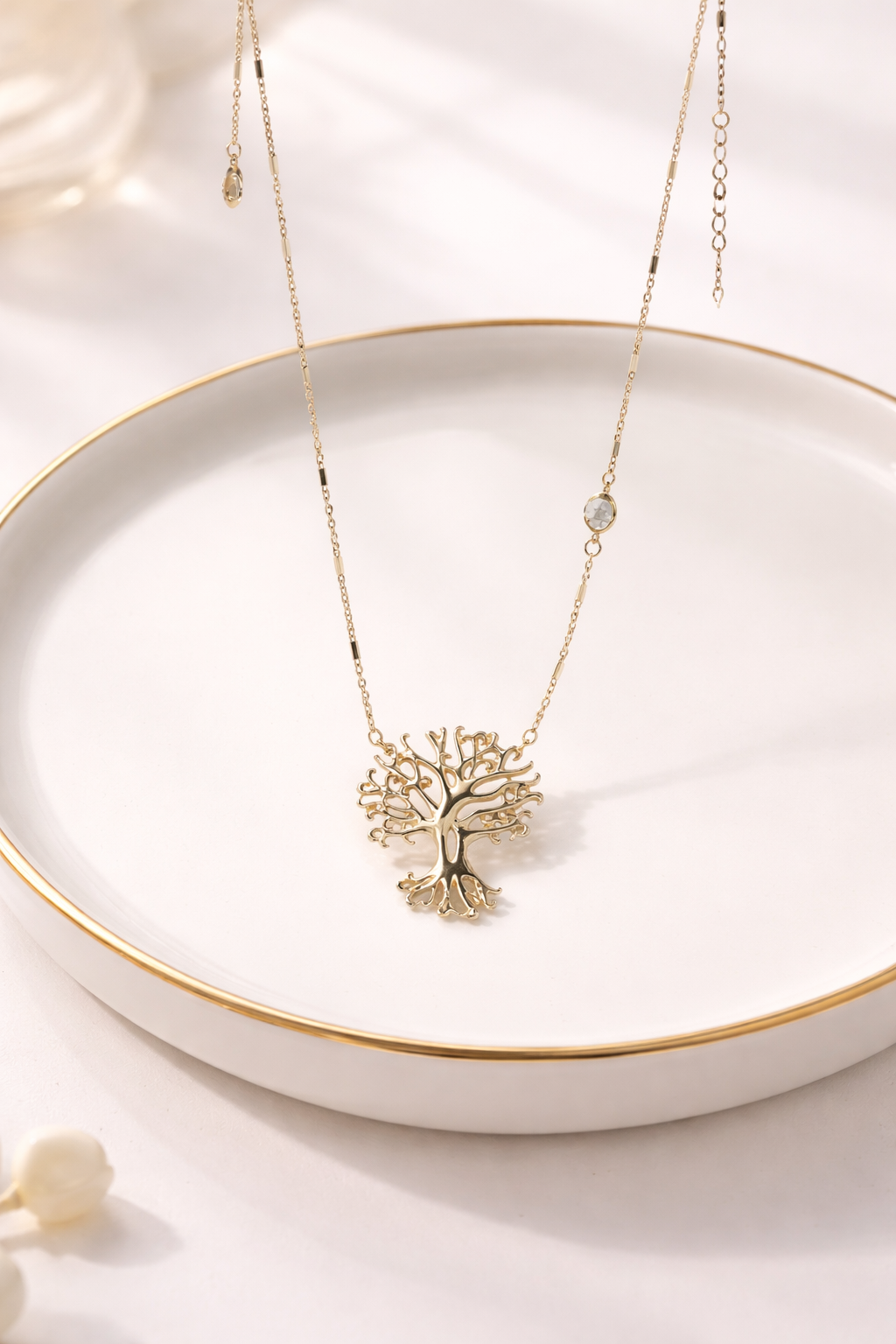 18kt Gold Polish Necklace with Tree Pendant Anti-Tarnish & Anti-Allergic for Girls