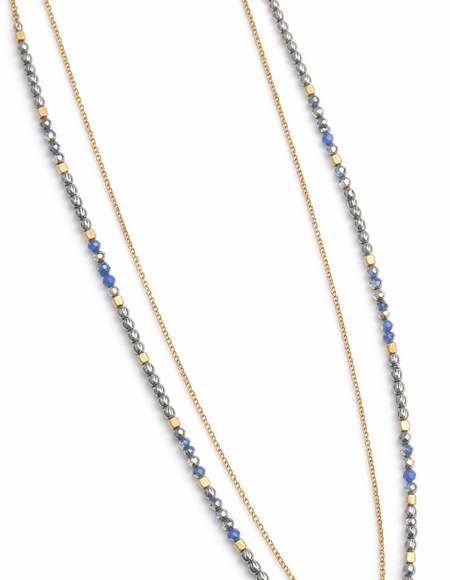 18kt gold plated necklace with ocean blue stone bar pendant anti tranish anti allergic for girls