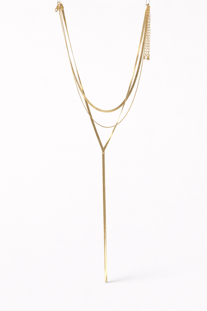 18 carat gold polish triple layered necklace with anti tranish anti allergic for girls
