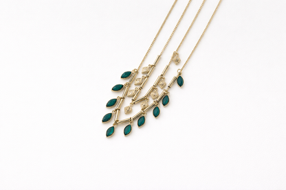 18 carat gold polish necklace with swarovski stone & green emberal anti tranish anti allergic for girls