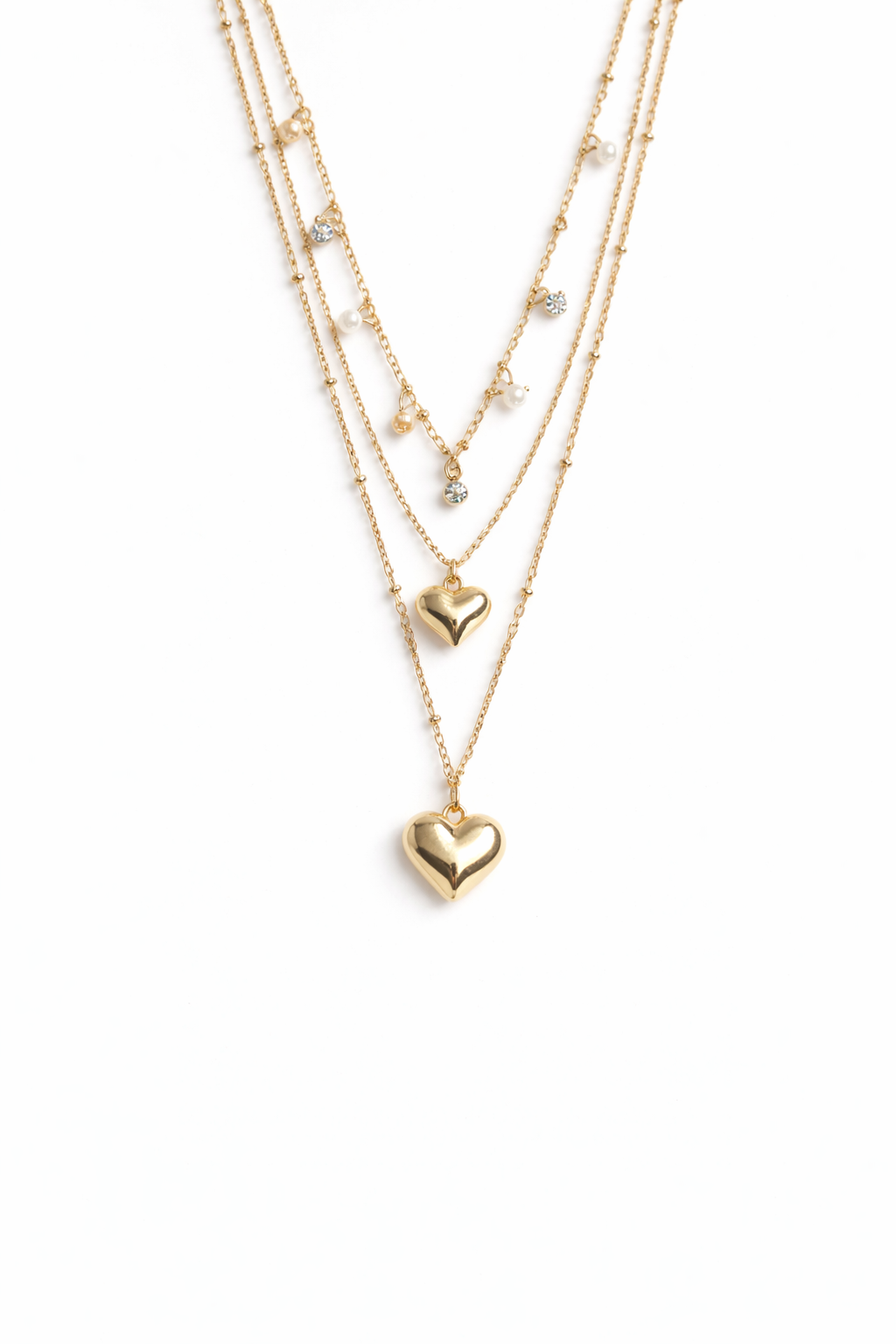 18kt Gold Polish Necklace Layered with Heart Pendant Anti-Tarnish & Anti-Allergic for Girls