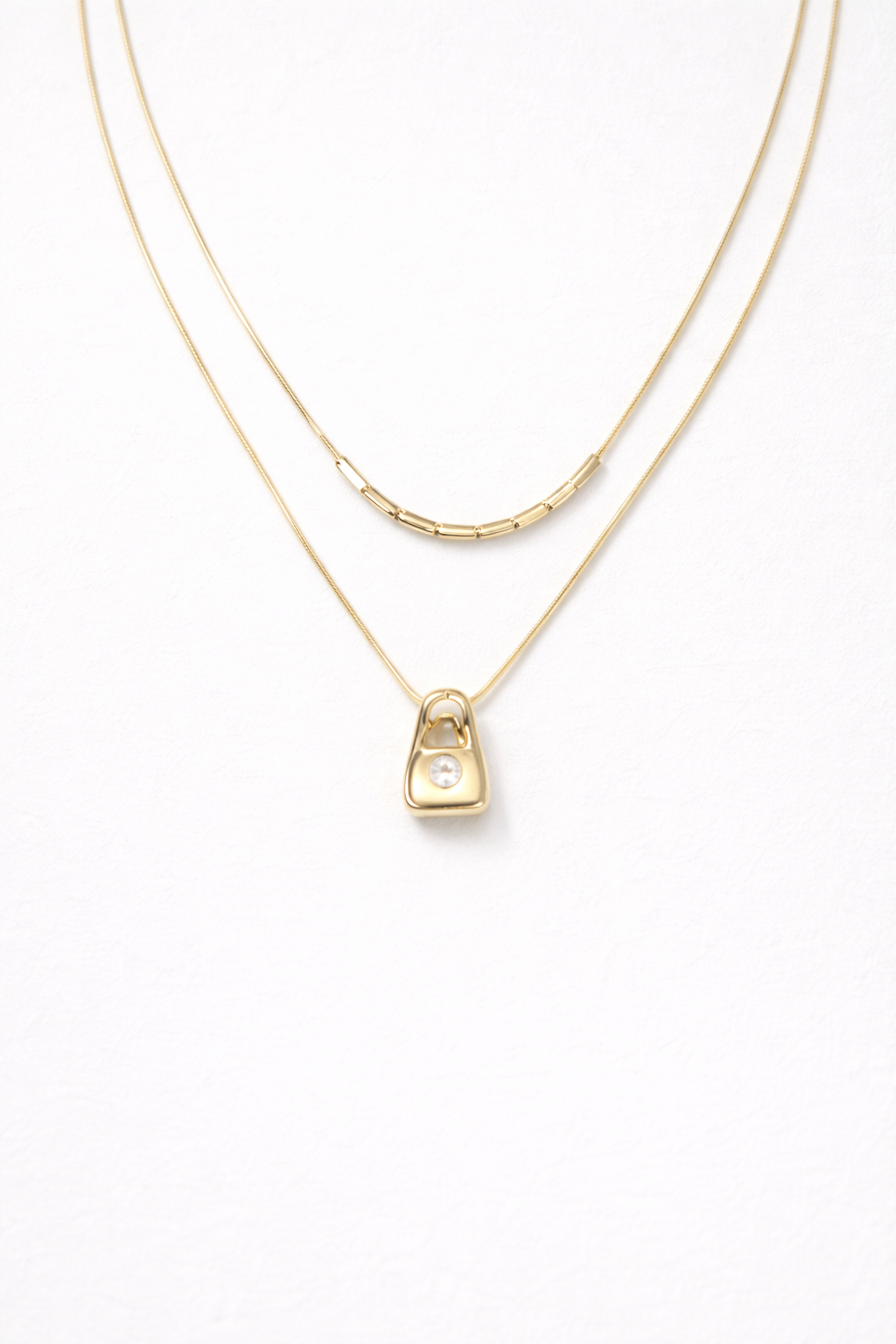 18kt Gold Polish Necklace with Lock Pendant Anti-Tarnish & Anti-Allergic for Girls