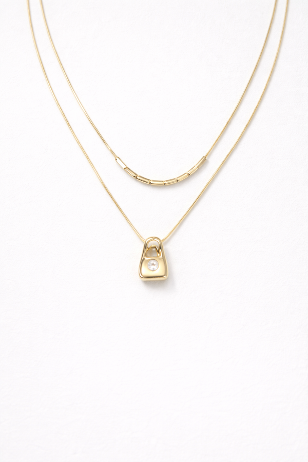 Necklace with Lock Pendant for Women – 18K Gold Plated