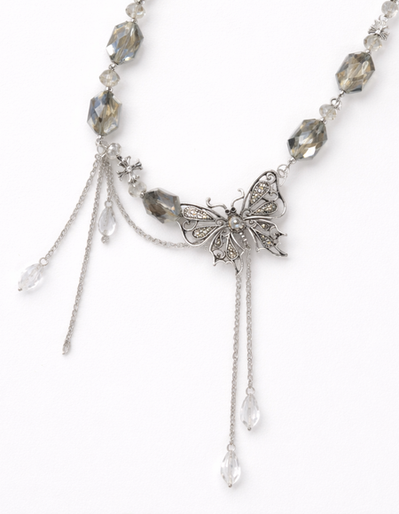 butterfly & crystal fancy necklace for girls anti tranish anti allergic