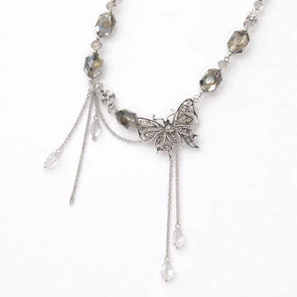 butterfly & crystal fancy necklace for girls anti tranish anti allergic