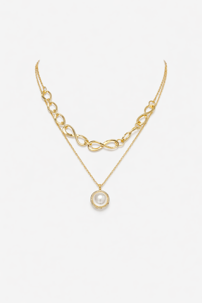 18 carat gold polish necklace with pearl pendent anti tranish anti allergic for girls