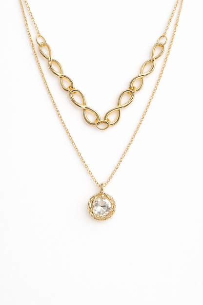 18 carat gold polish necklace with pearl pendent anti tranish anti allergic for girls