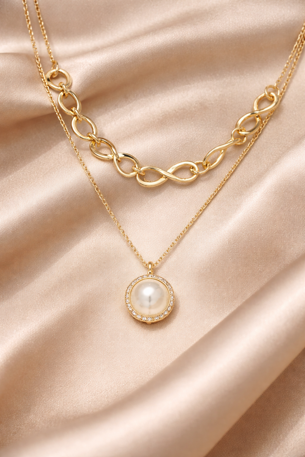 18kt Gold Polish Necklace with Pearl Pendant Anti-Tarnish & Anti-Allergic for Girls