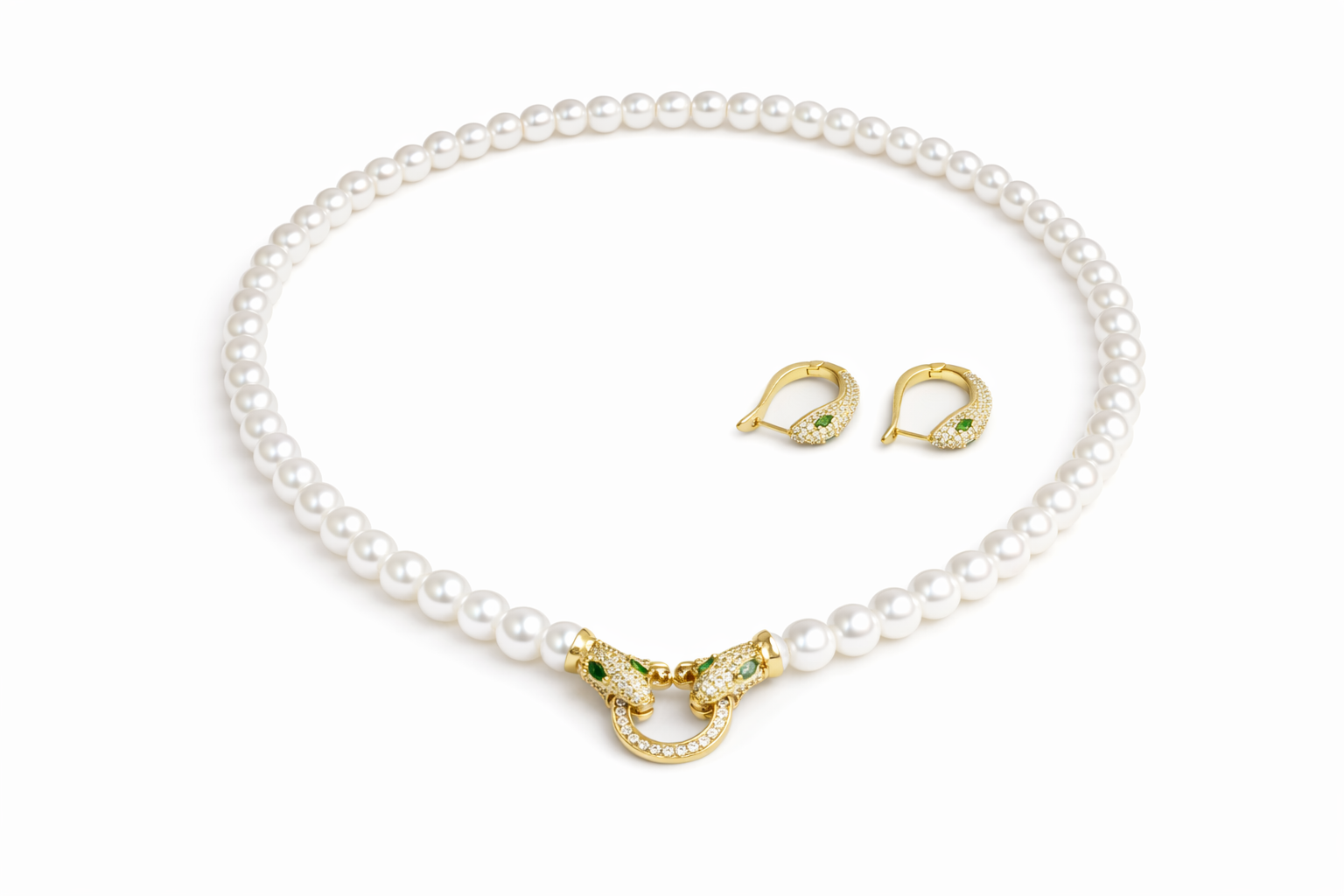 18kt Gold Polish Pearl Necklace with Matching Earring Anti-Tarnish & Anti-Allergic for Girls