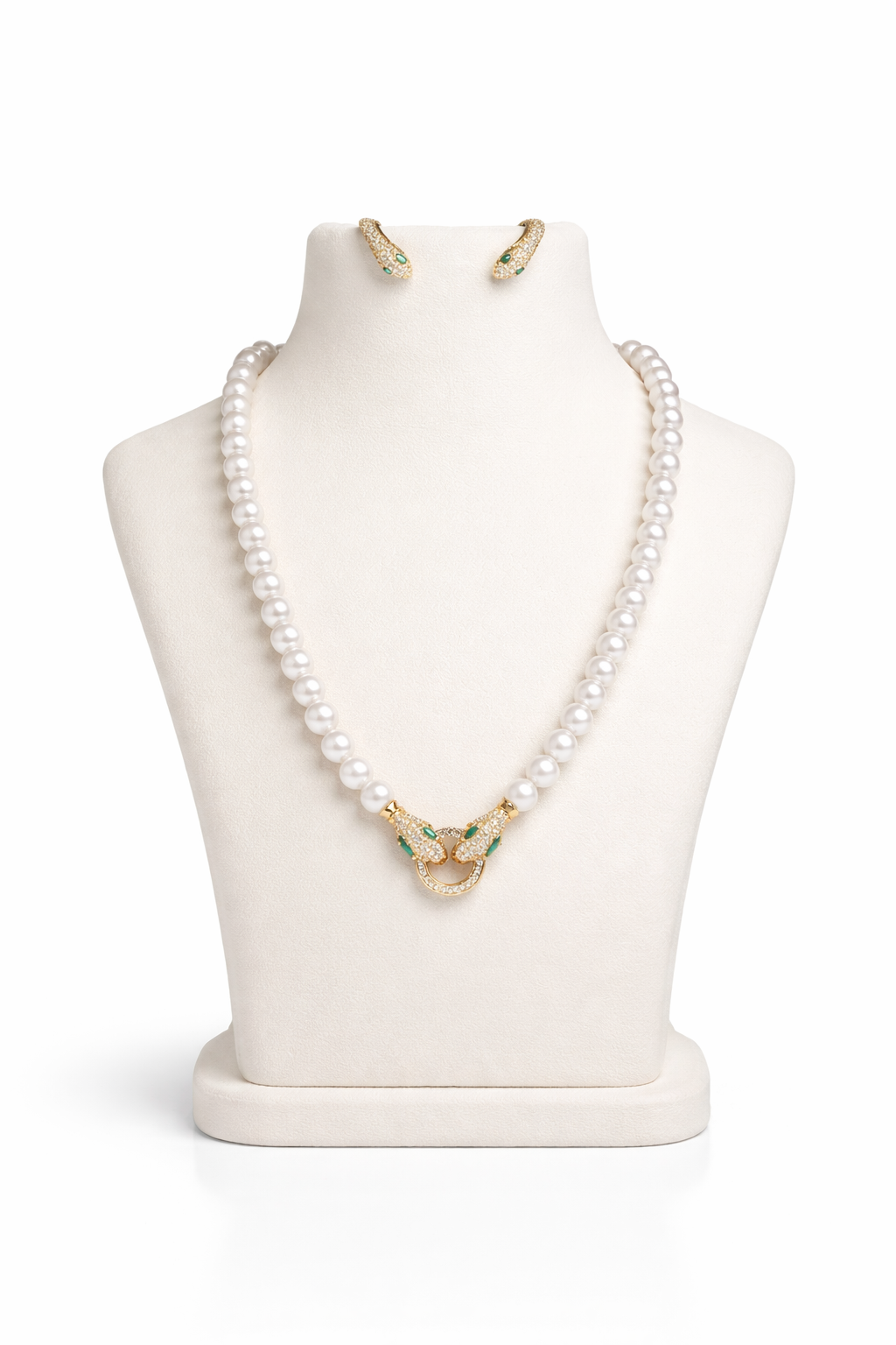 18kt Gold Polish Pearl Necklace with Matching Earring Anti-Tarnish & Anti-Allergic for Girls