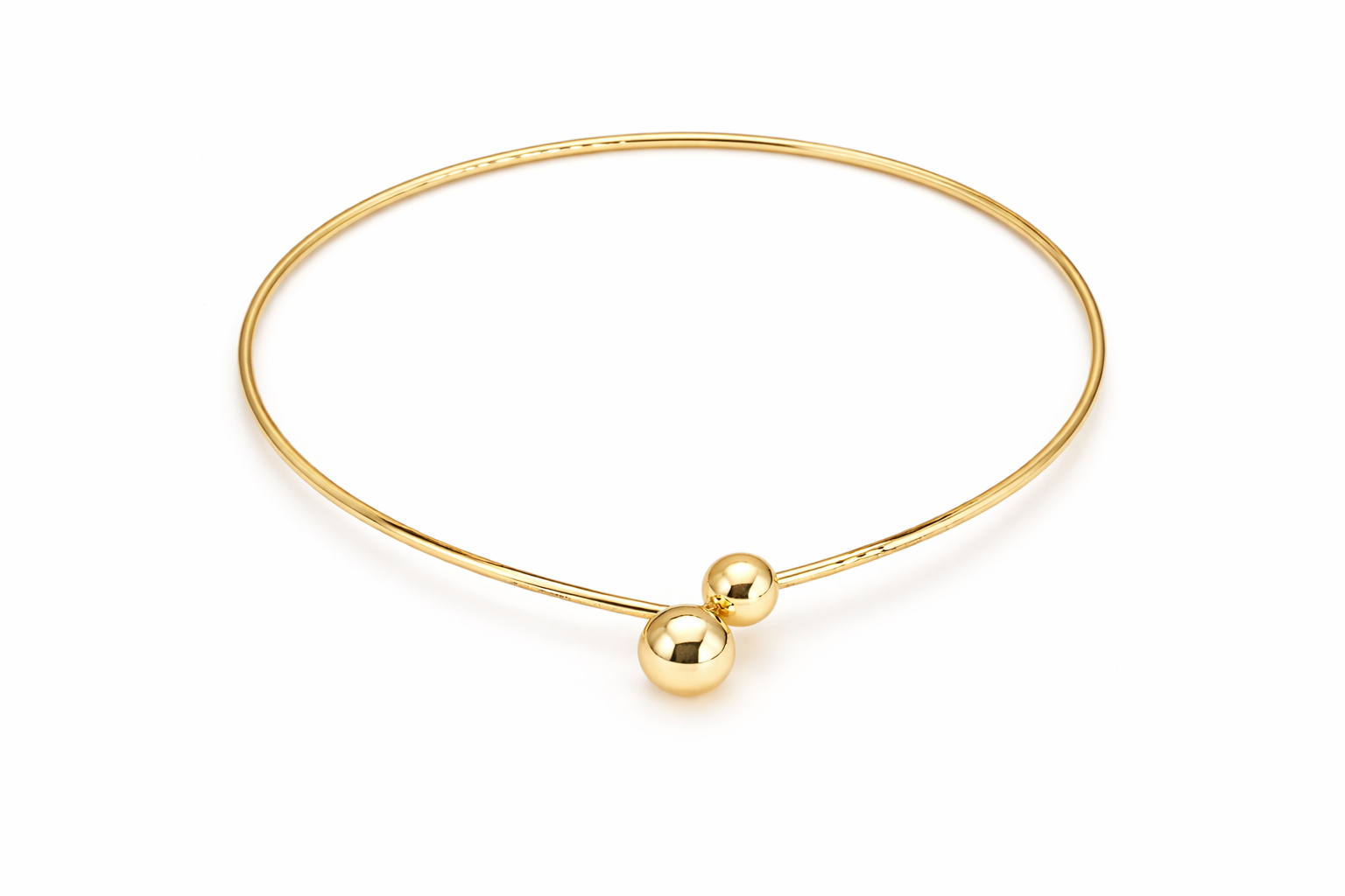 18kt Gold-Plated Necklace Choker with Two Spherical Balls Anti-Tarnish & Anti-Allergic for Girls