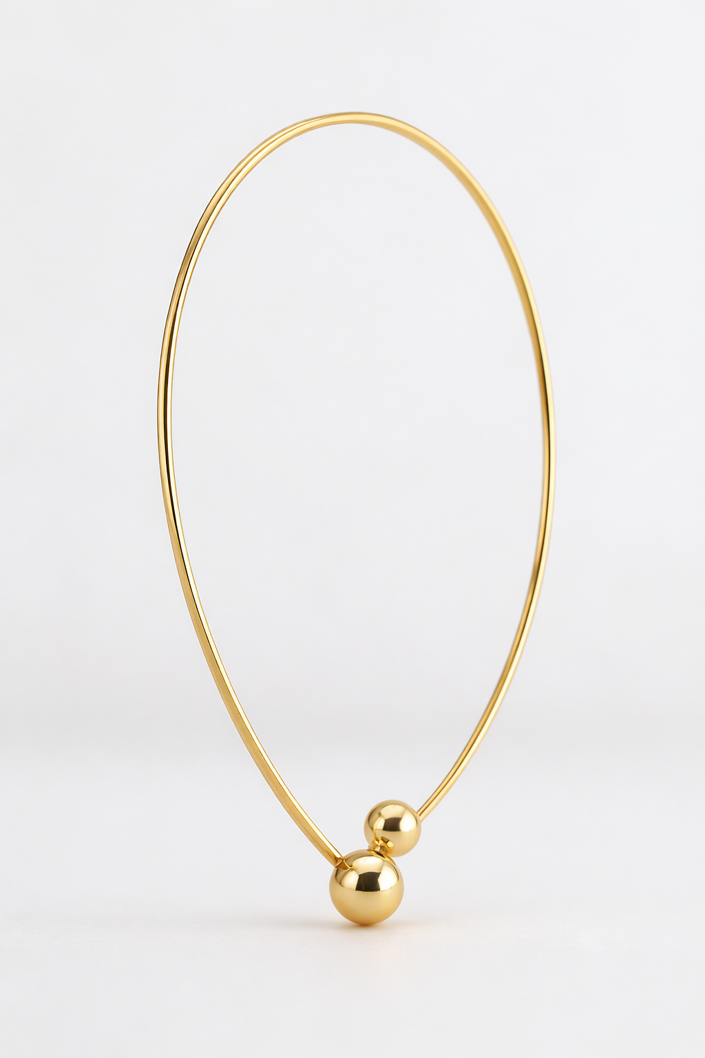 18kt Gold-Plated Necklace Choker with Two Spherical Balls Anti-Tarnish & Anti-Allergic for Girls