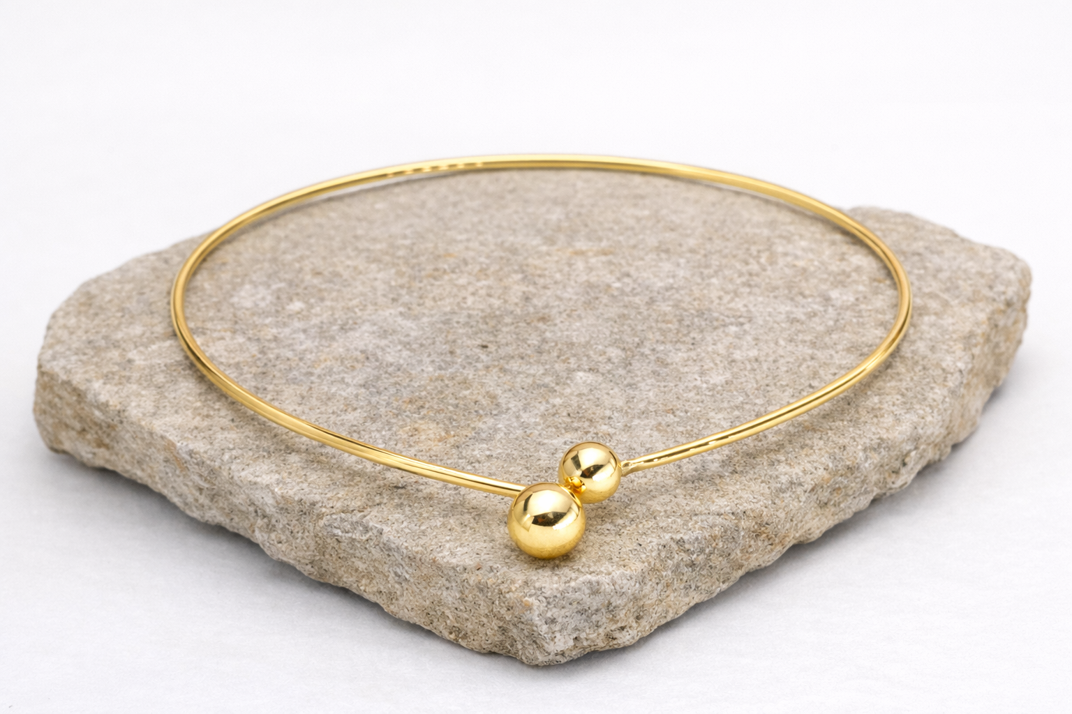 18kt Gold-Plated Necklace Choker with Two Spherical Balls Anti-Tarnish & Anti-Allergic for Girls