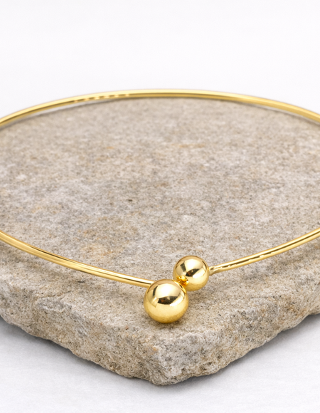 18kt gold-plated necklace choker with two spherical balls anti tranish anti allergic for girls