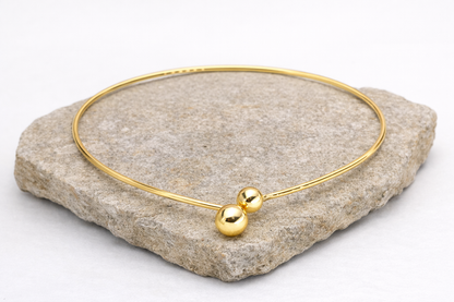 18kt gold-plated necklace choker with two spherical balls anti tranish anti allergic for girls