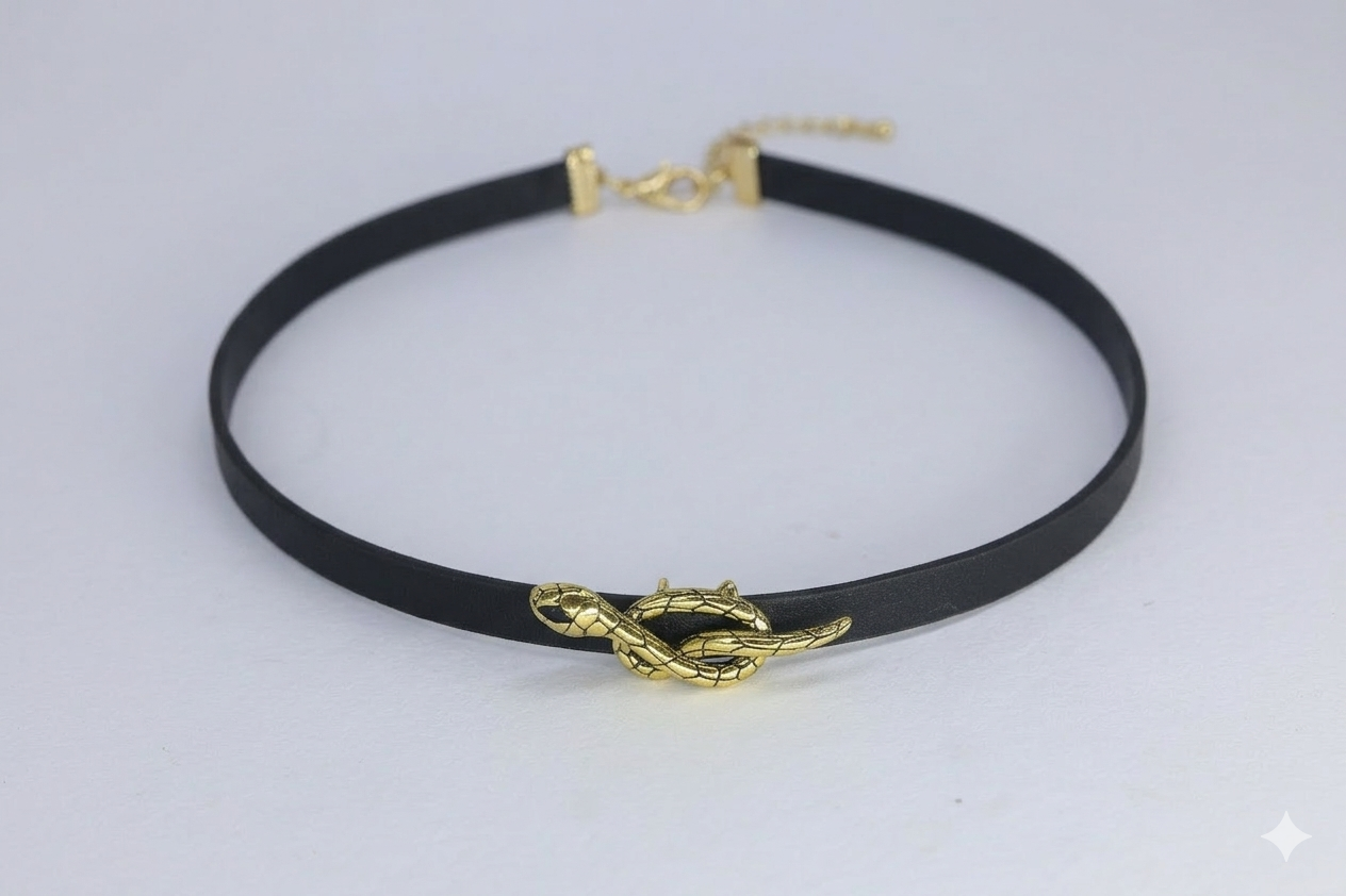 18kt Gold Polish Necklace with Snake Pendant Anti-Tarnish & Anti-Allergic