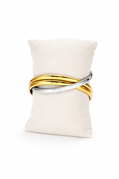 18k gold polish ,silver plated kada combo anti tranish anti allergic