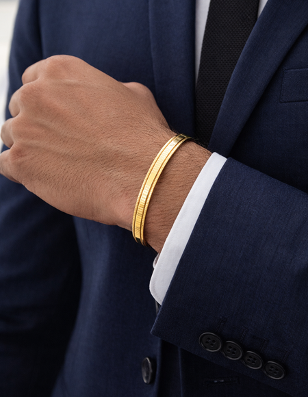 18kt gold plated plain kada for mens anti tranish anti allergic