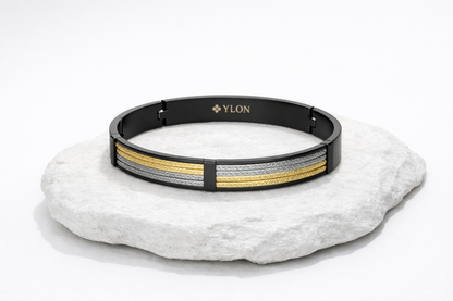 stylish black polish stinless steel triple-layered gold ,silver rope