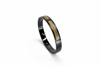 stylish black polish stinless steel triple-layered gold ,silver rope