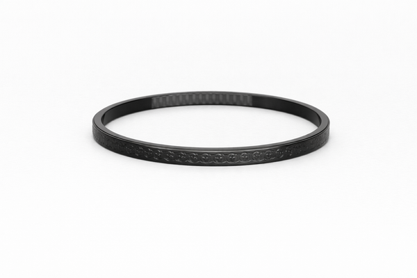 Stylish Black Polish Stainless Steel Plain Kada for Men