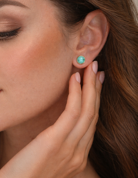 18kt gold polish earring with blue pearl anti tranish anti allergic for girls