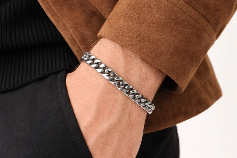 Silver Curb Bracelet for Men