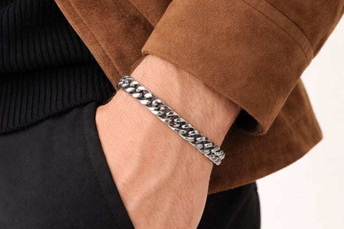 Curb Bracelet for Men – Silver