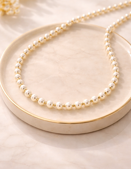 pearls fancy necklace anti tranish anti allergic for girls