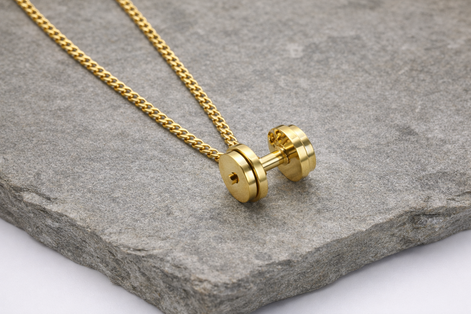18kt Gold Plated Chain with Dumbbell Pendant