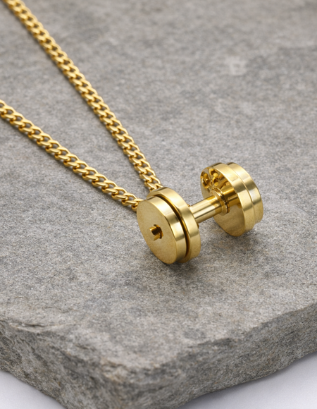 18 Kart gold plated chain with Dumbbell pendent