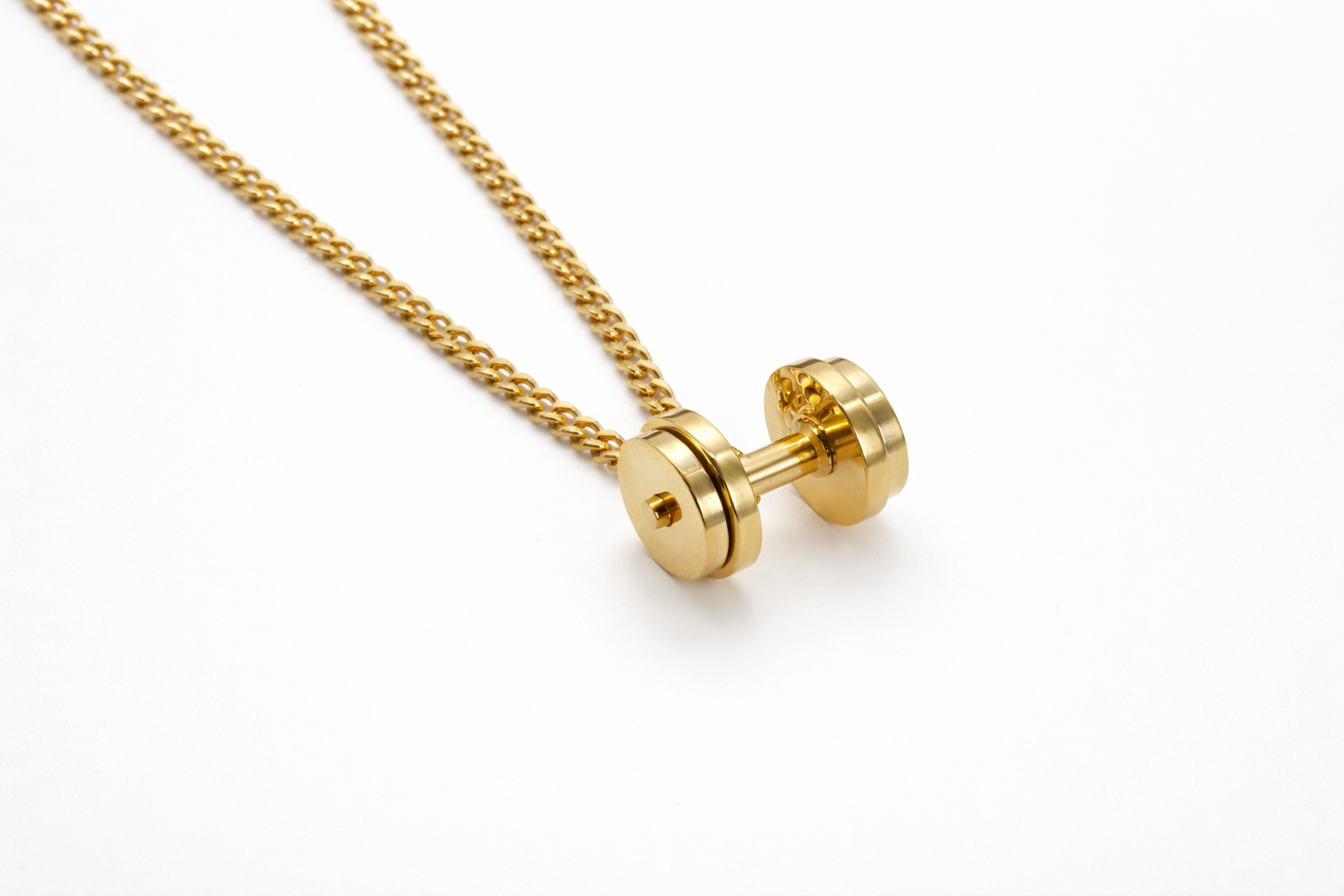 18kt Gold Plated Chain with Dumbbell Pendant