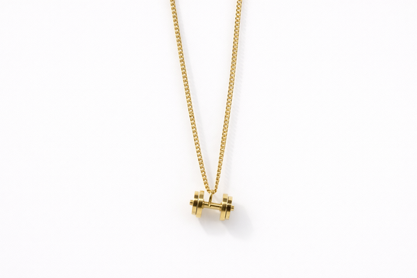 Chain with Dumbbell Pendant for Men – 18K Gold Plated