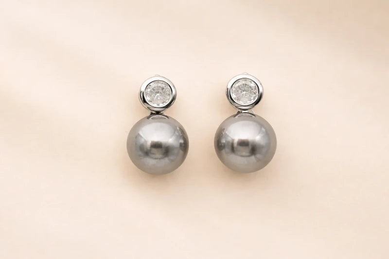 Stainless Steel Silver Polish Earring with Diamond & Pearl Anti-Tarnish & Anti-Allergic for Girls