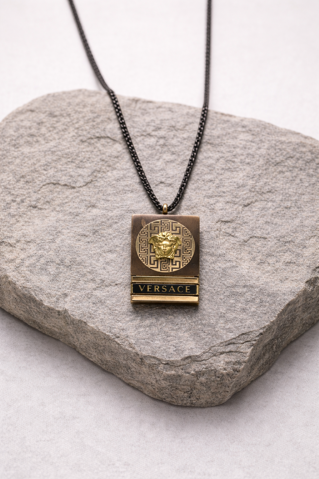 Black Chain with Gold Square Pendant