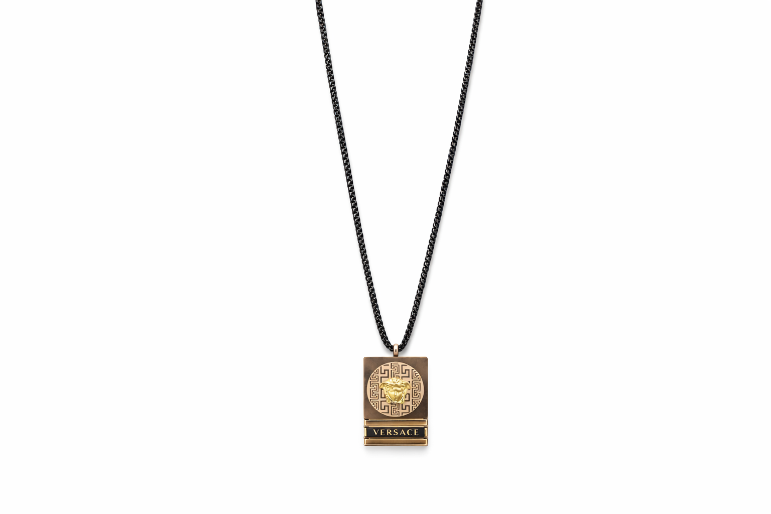 Black Chain with Gold Square Pendant