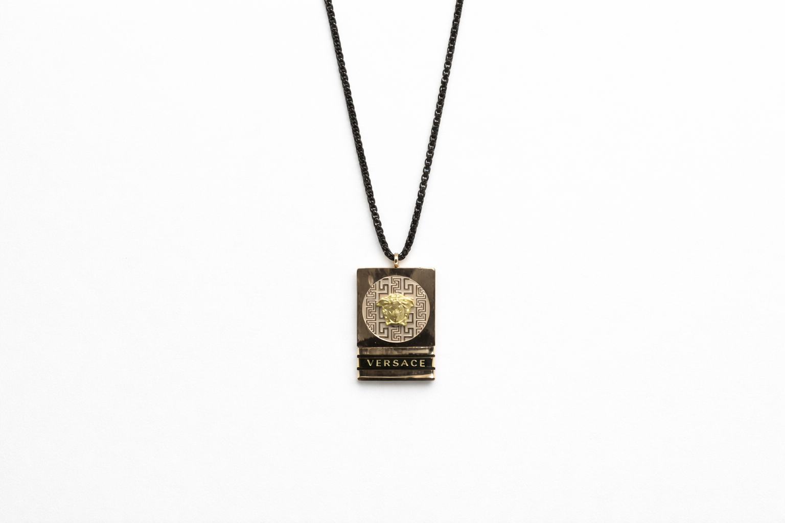 Black Chain with Gold Square Pendant