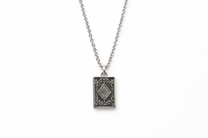 Silver tone Chain with square pendent