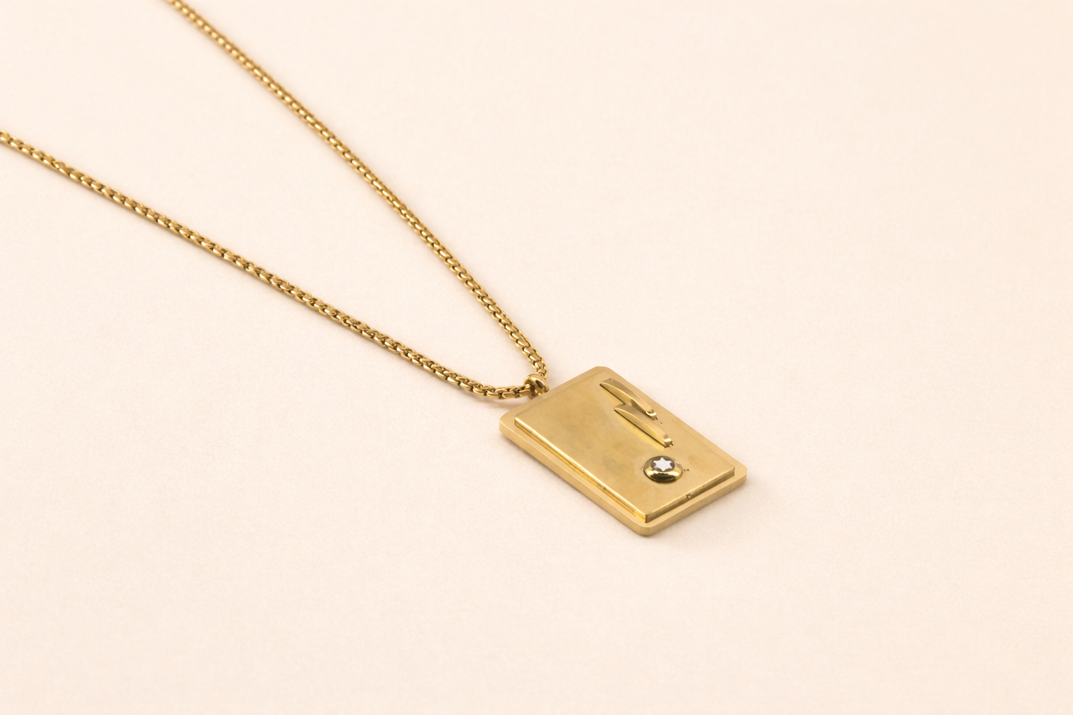 18kt Gold Plated Chain with Square Pendant