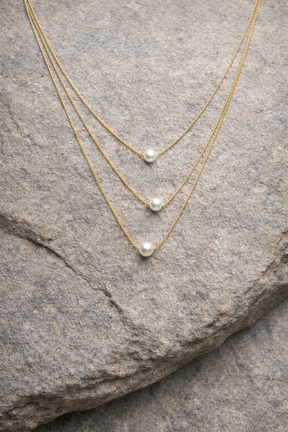 18kt gold polish necklace with pearl anti tranish anti allergic for girls