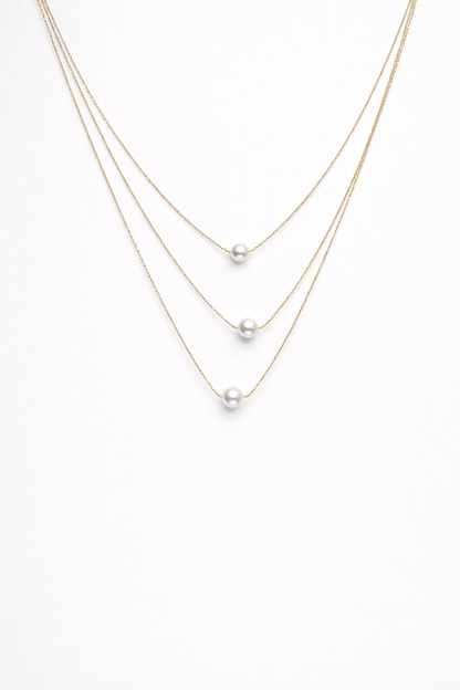 18kt gold polish necklace with pearl anti tranish anti allergic for girls