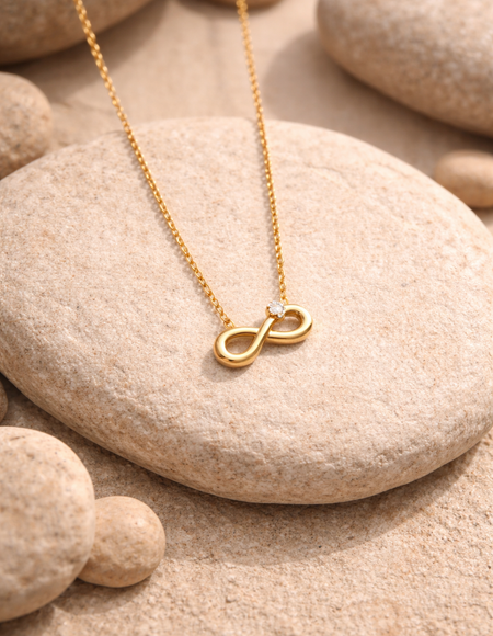 18kt gold polish necklace with infinity pendant anti tranish anti allergic for girls