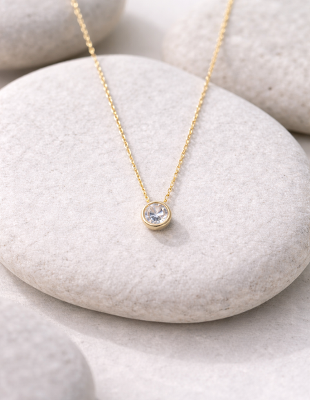 18kt gold polish necklace with swarovski stone pendant anti tranish anti allergic for girls